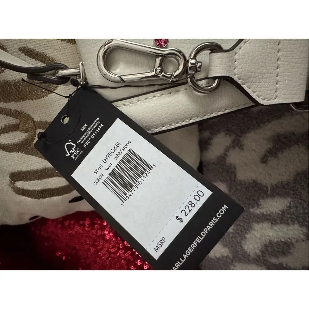 Karl lagerfield maybelle white charm crossbody bag purse nwt